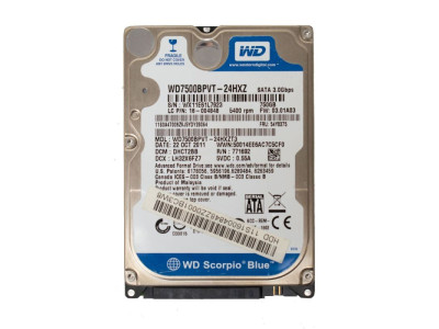 HDD за лаптоп 750GB WD WD7500BPVT 5400 8MB SATA (втора употреба)